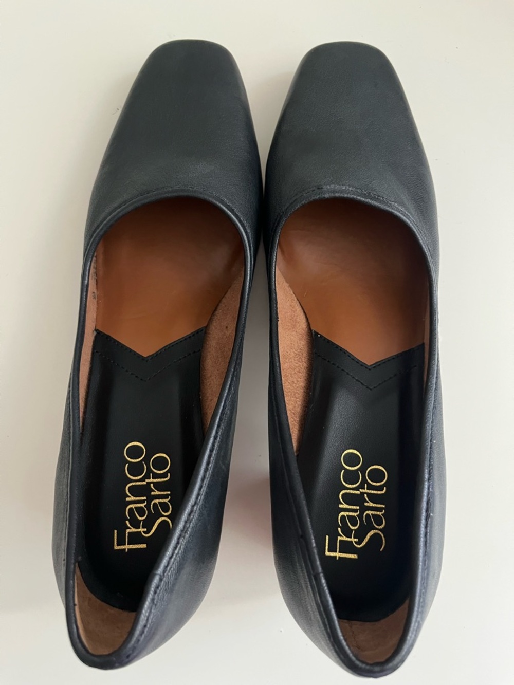 Franco Sarto Black Leather Block Heel Pumps 6M - Picture 8 of 16